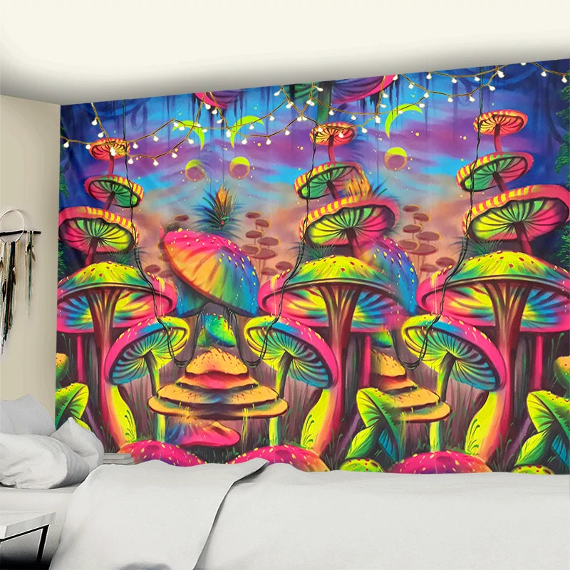 Psychedelic Mushroom Wall Tapestry