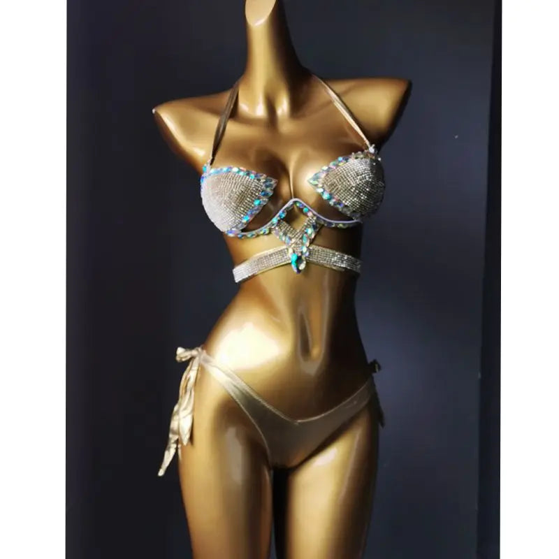 Crystal Cascade: Luxury Rhinestone Bikini
