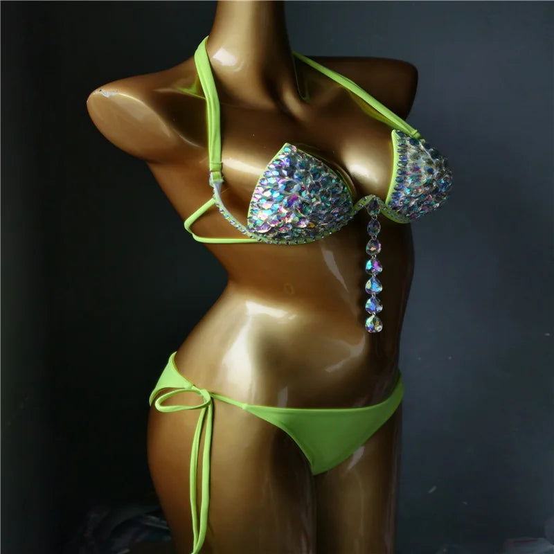 Iridescent Dreams: Luxury Rhinestone Bikini Set