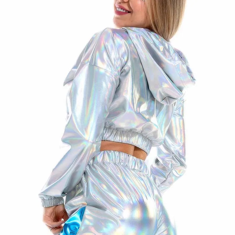 Sexy Cropped Holographic Hoodie