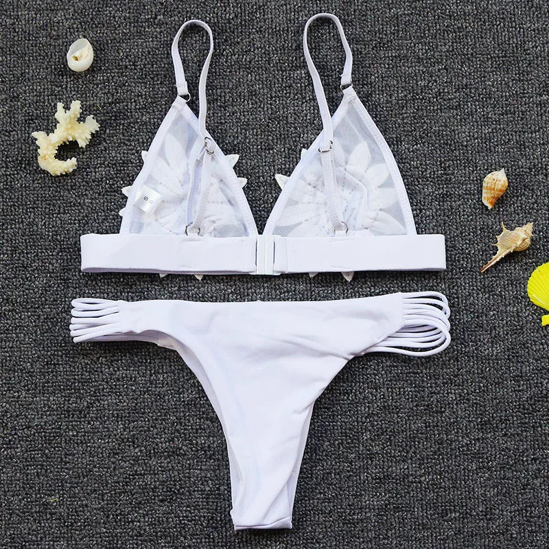 Floral White Bikini