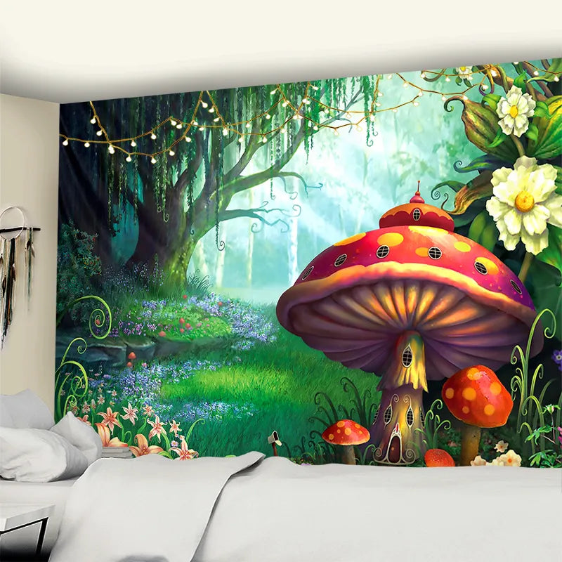 Psychedelic Mushroom Wall Tapestry