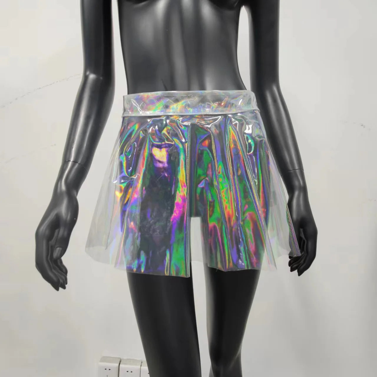 Holographic See Through Mini Skirt