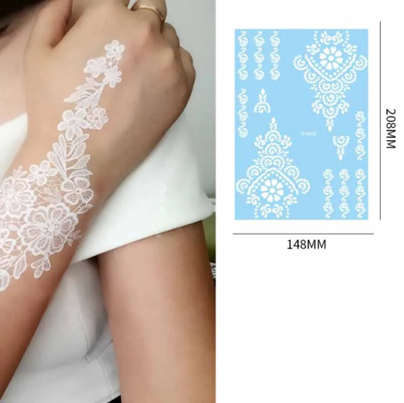 Henna White Lace Tattoo for Festivals