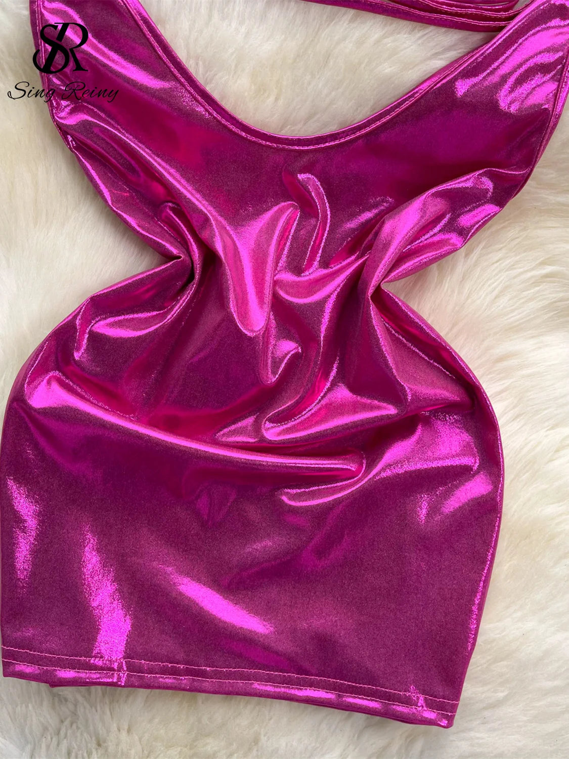 Metallic Silver/Pink Mini Dress