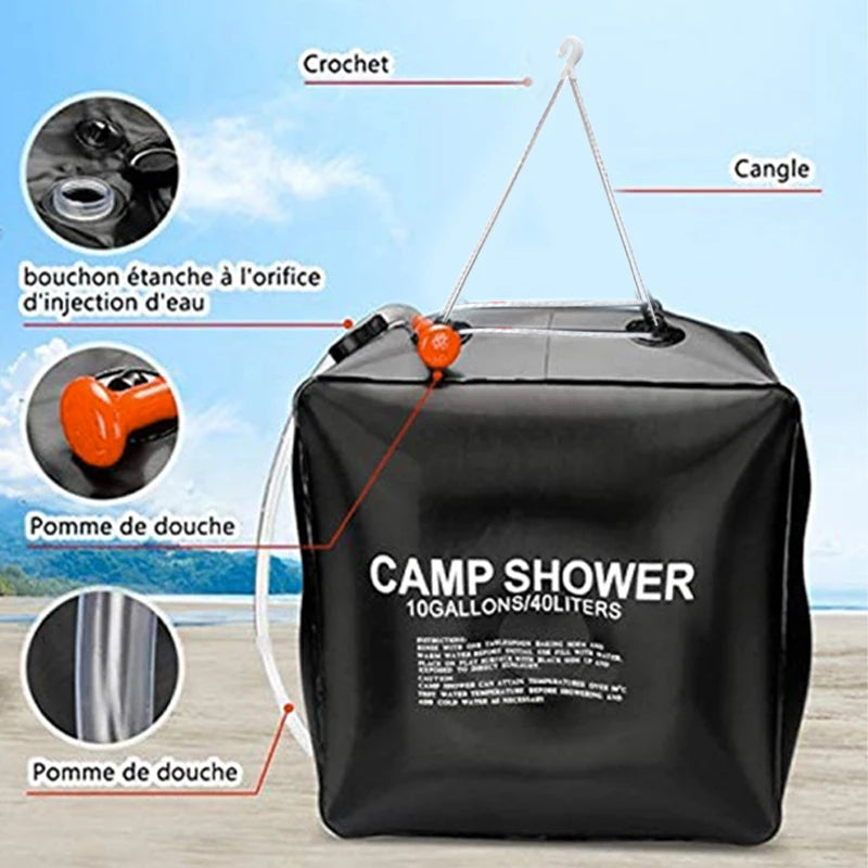 Solar Power Fast Heating 40L Camping Shower Bag