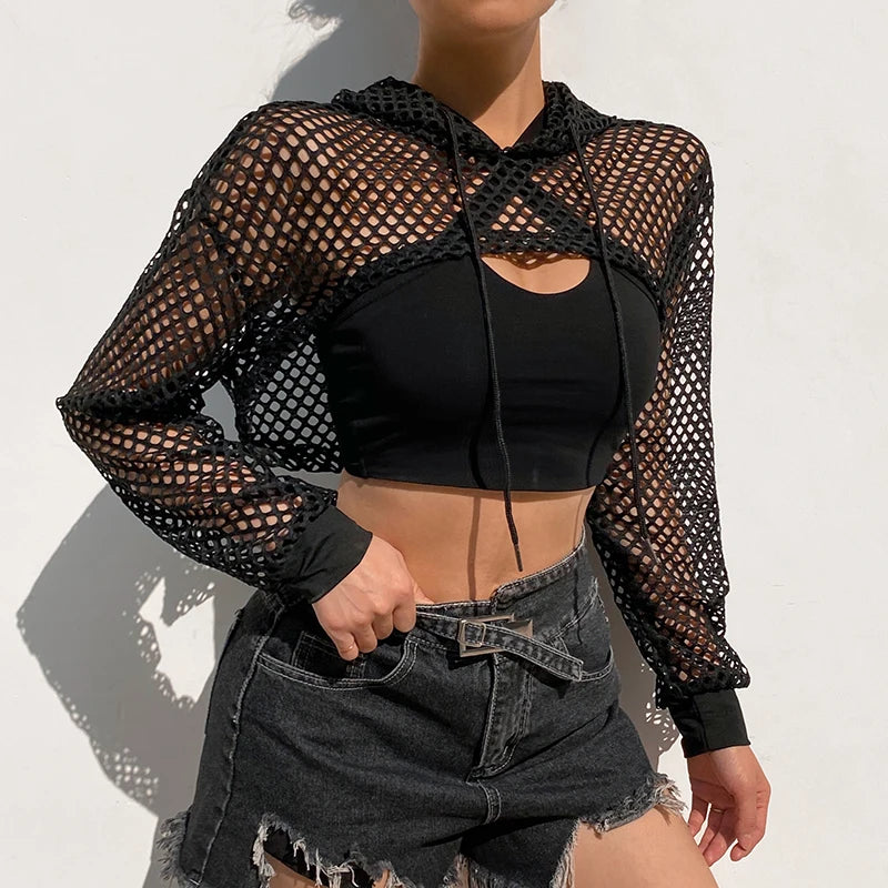 Fishnet Cropped Rave Top