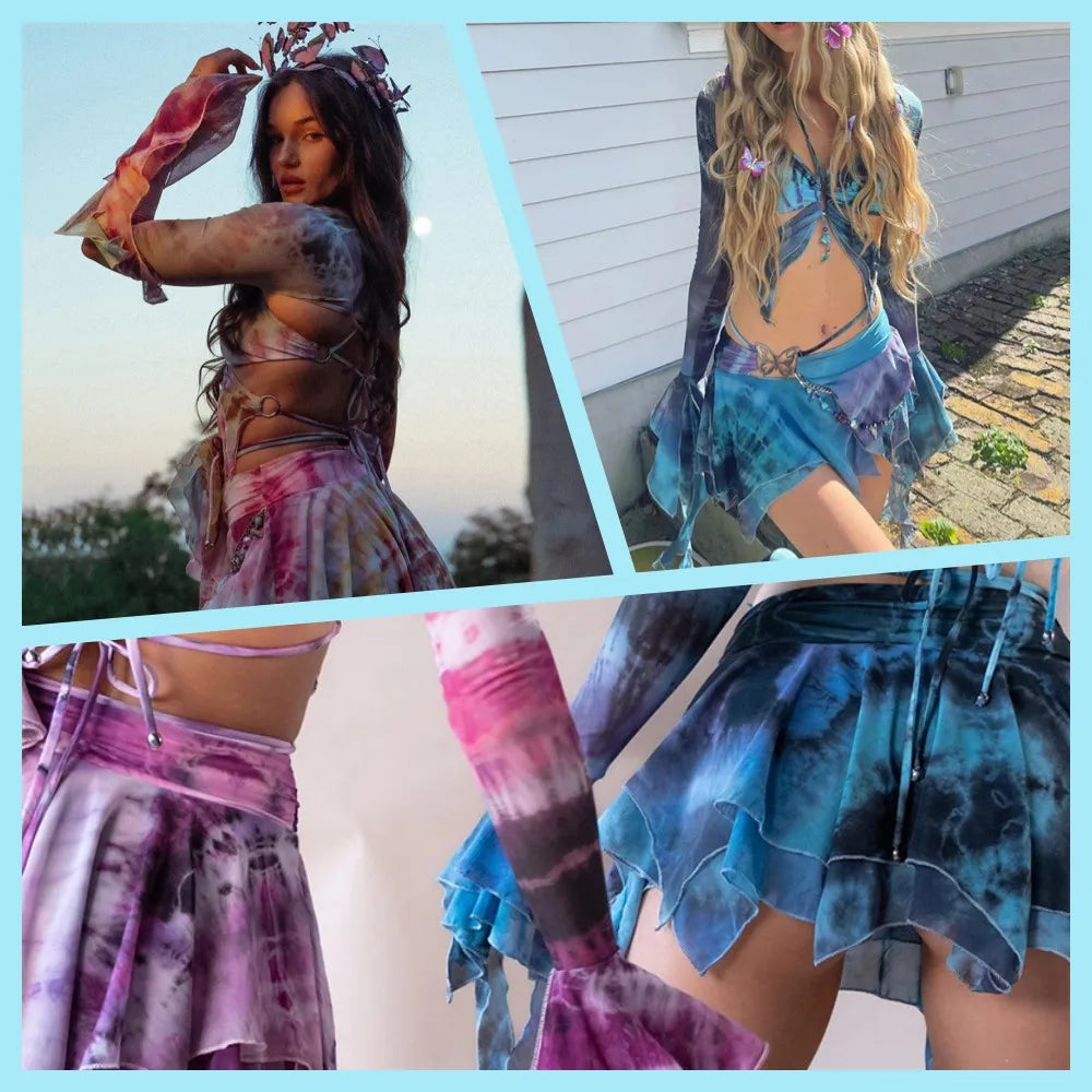Mesh Butterfly 3 Piece Rave Outfit Set