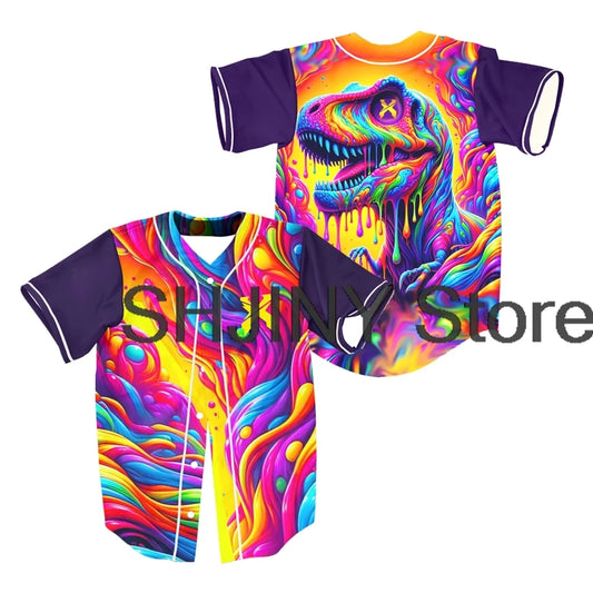 Excision Trippy Colorful Dinosaur Rave Jersey