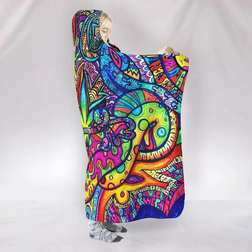Abstract Trippy Hooded Blanket