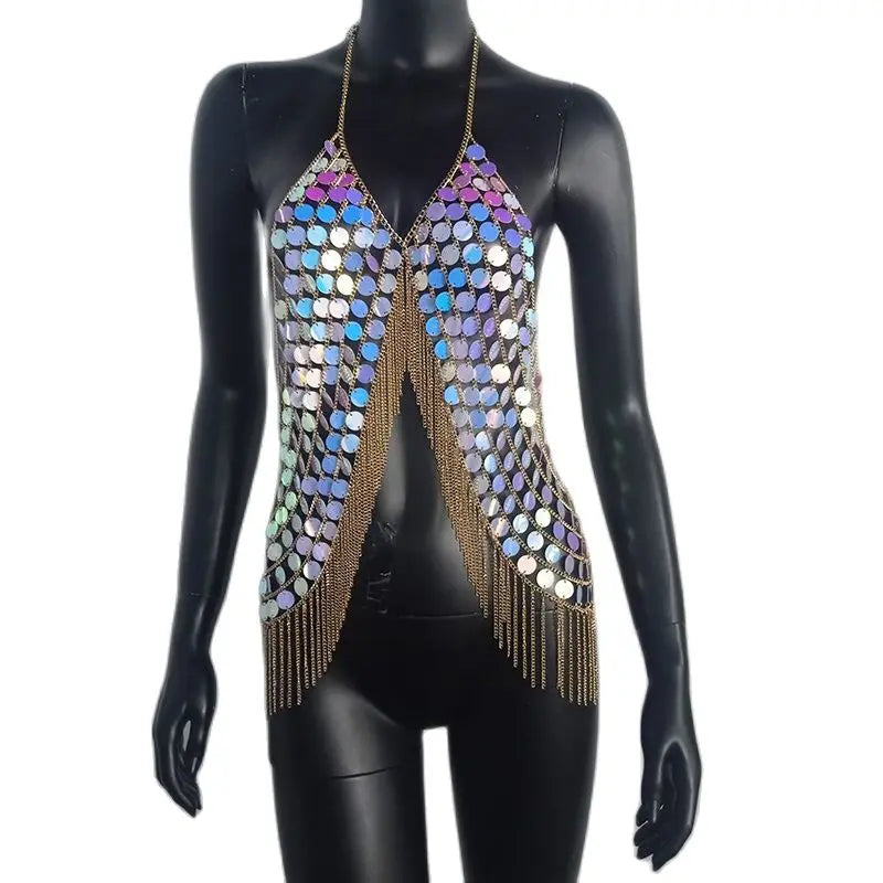 Sequin Chain Rave Top