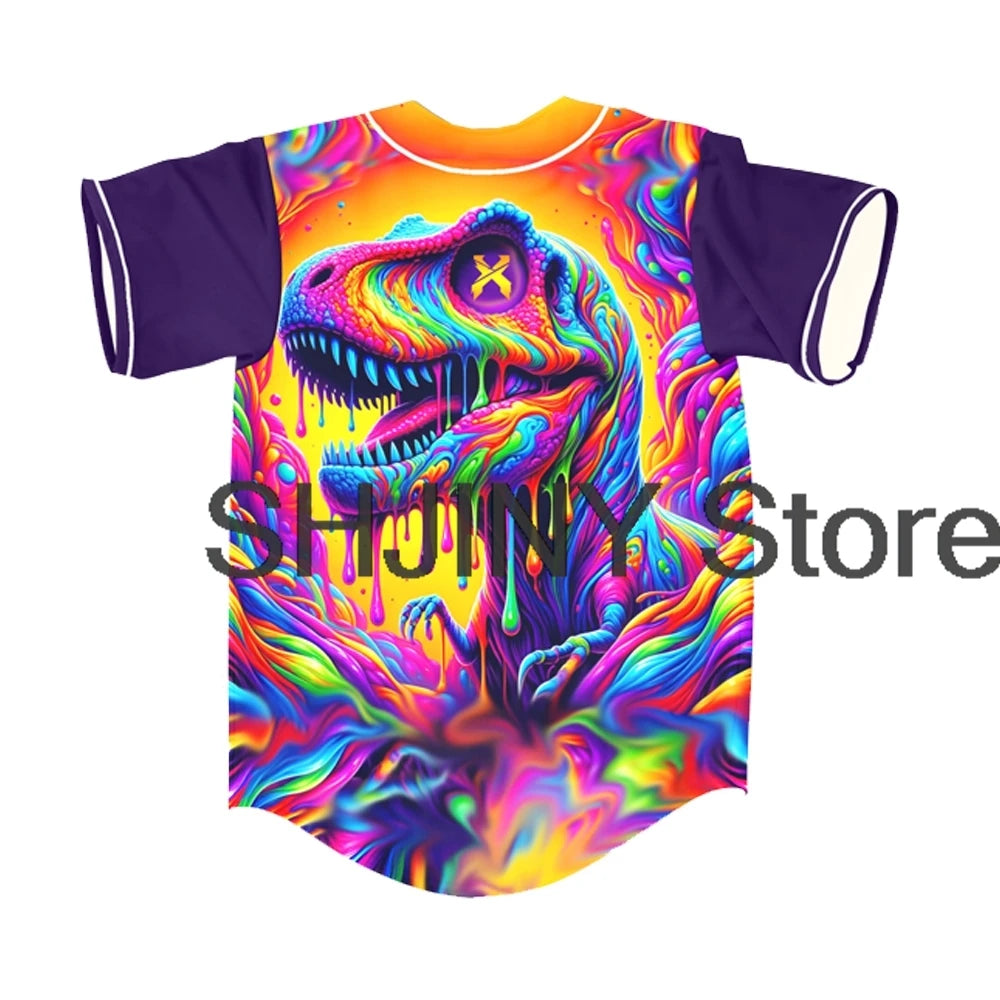 Excision Trippy Colorful Dinosaur Rave Jersey