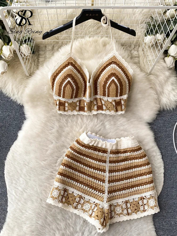 Crocheted Summer Camisole & Short Set 