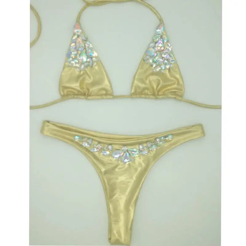 Sparkling Starlight: Luxury Rhinestone Bikini Set