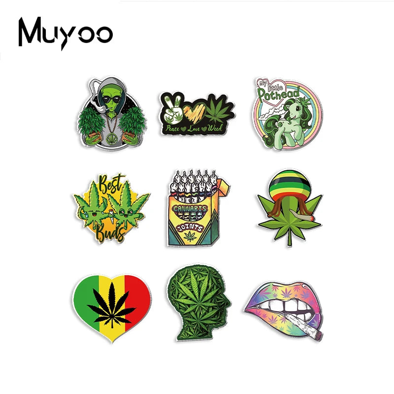 Weed Leaves Acrylic Resin Pin