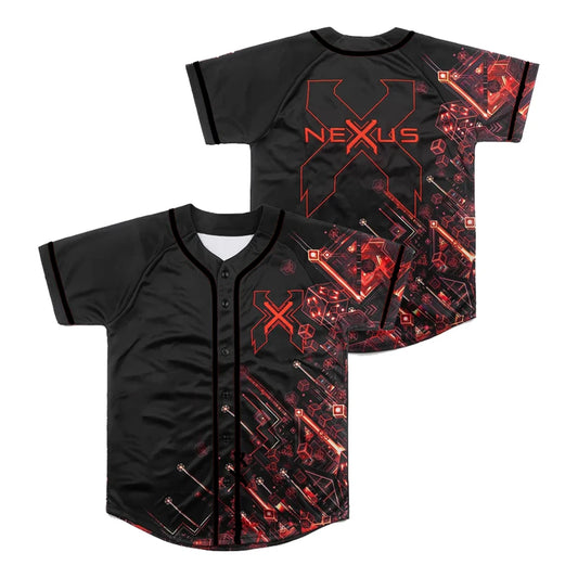 EXCISION Red & black Nexus Tour Baseball Jersey