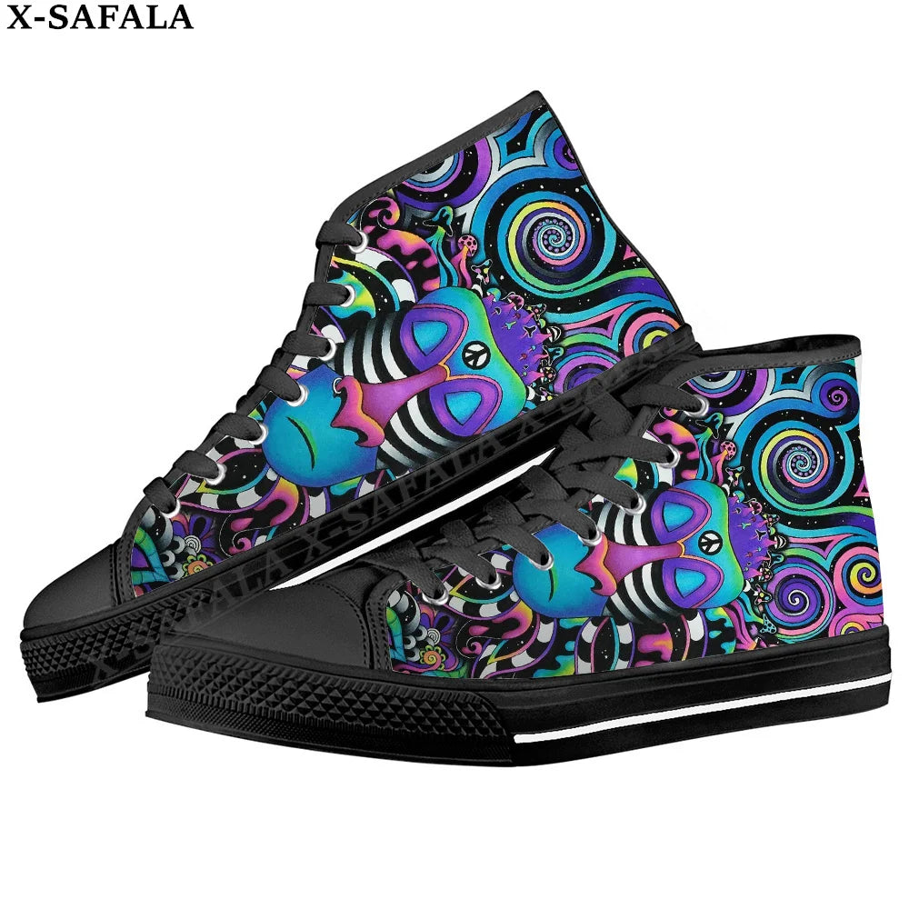Psychedelic Colorful High Top Canvas Shoes