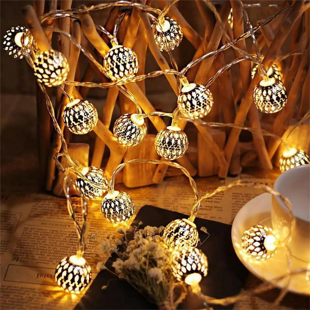 1pc LED Moroccan Fairy Lights Battery Operated