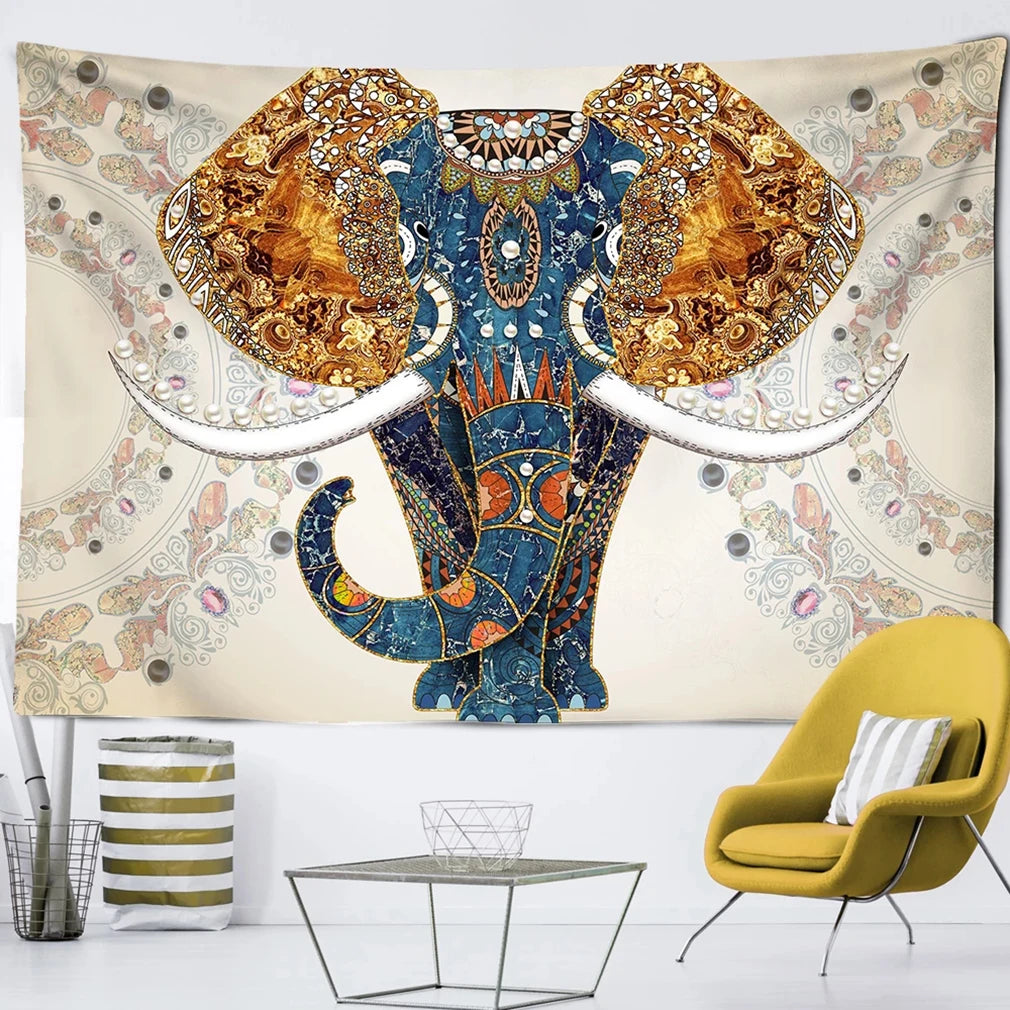 Boho Elephant Mural Wall Tapestry