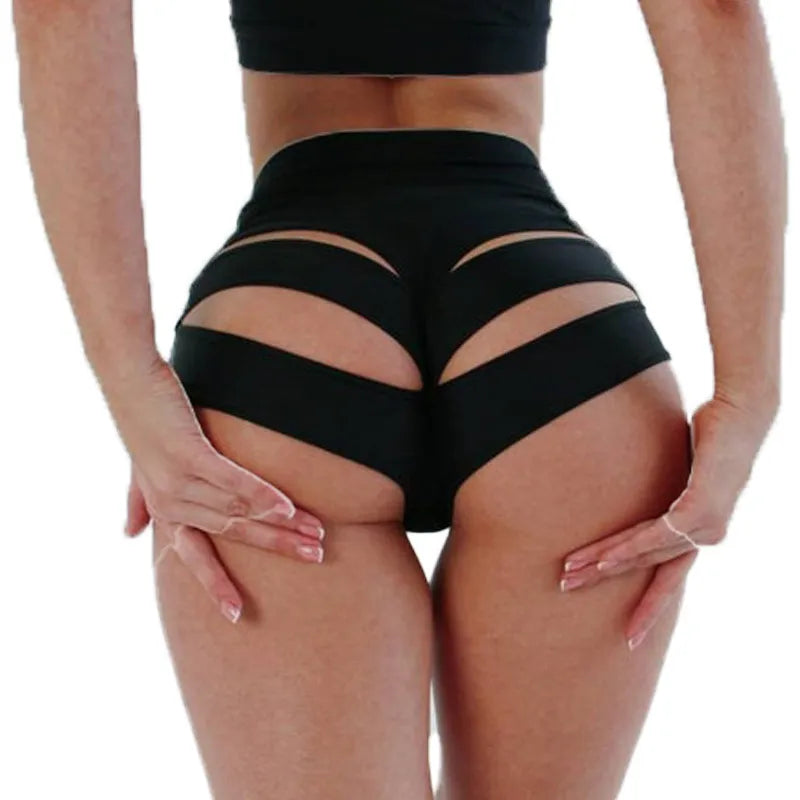 Cut-Out Black Rave Booty Shorts