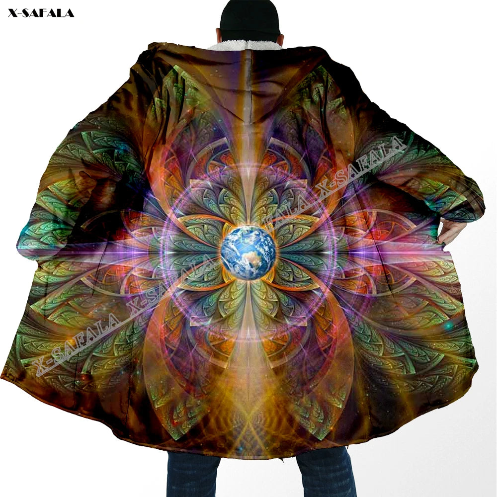 Psychedelic hooded Fleece Lined Cloak