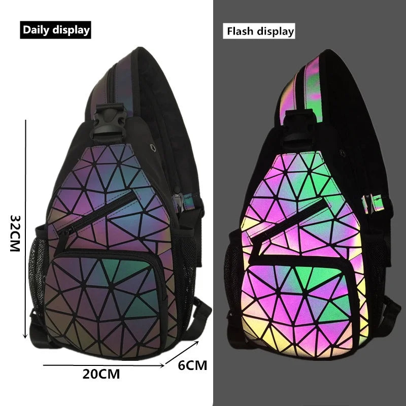 Holographic Geometric Male Shoulder Bag