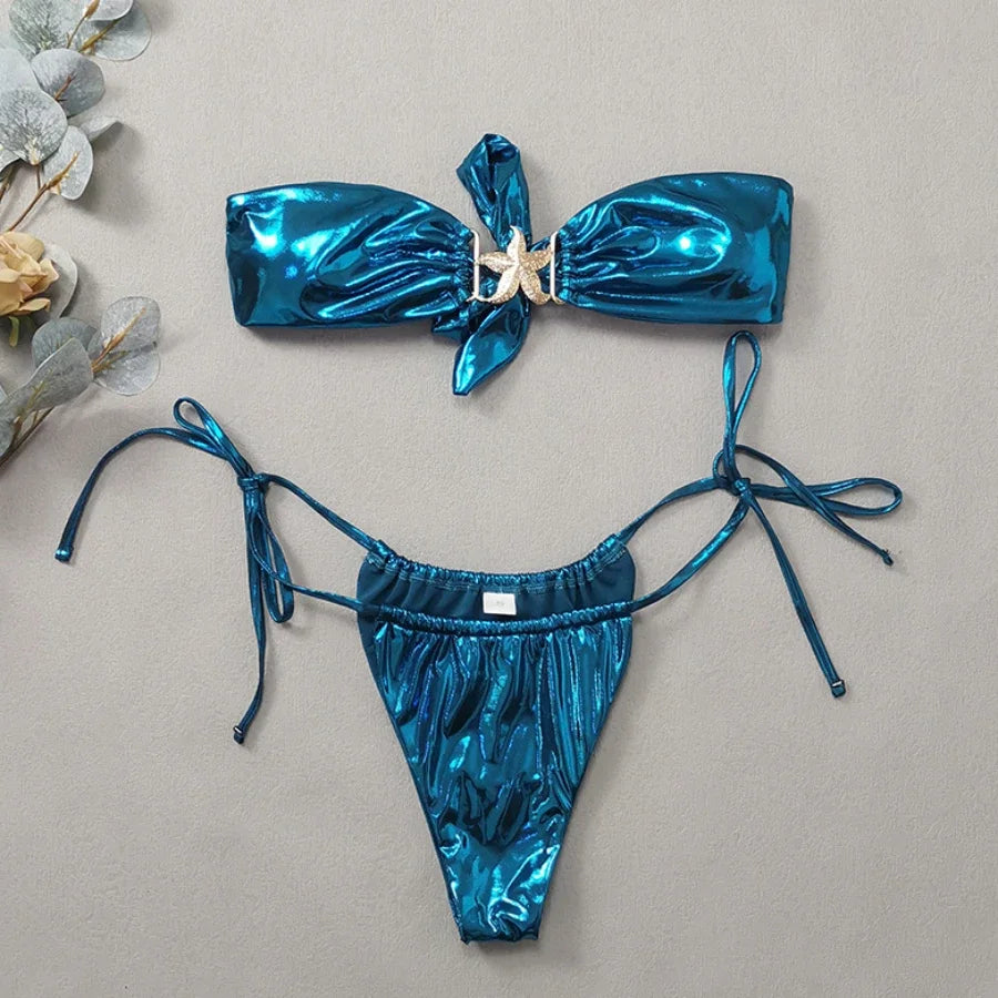 Pink & Blue Mermaid inspired strapless bikini