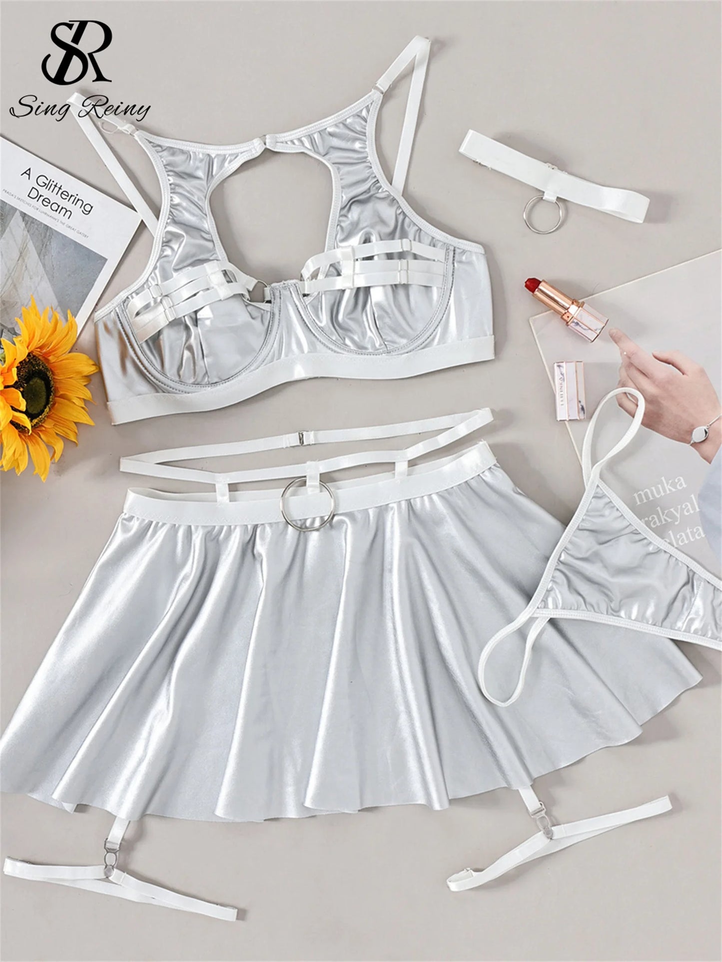 Silver Mini Skirt Rave Outfit