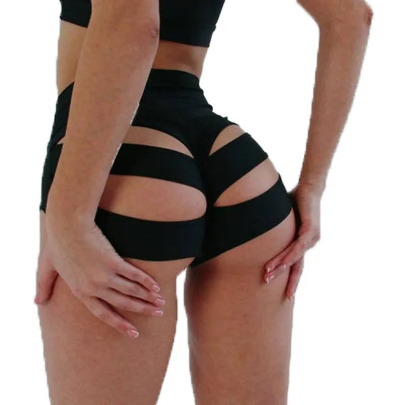 Cut-Out Black Rave Booty Shorts