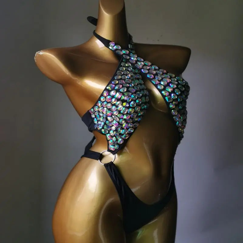 Glam Goddess Luxury Rhinestone Bodysuit