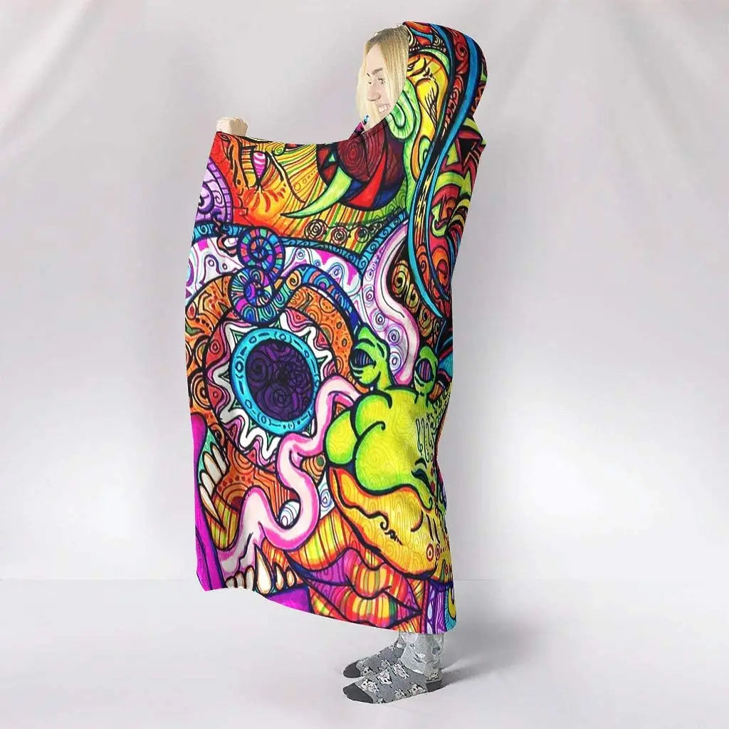 Abstract Trippy Hooded Blanket
