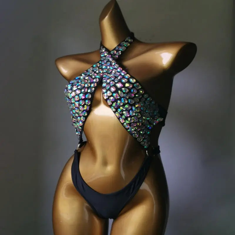 Glam Goddess Luxury Rhinestone Bodysuit