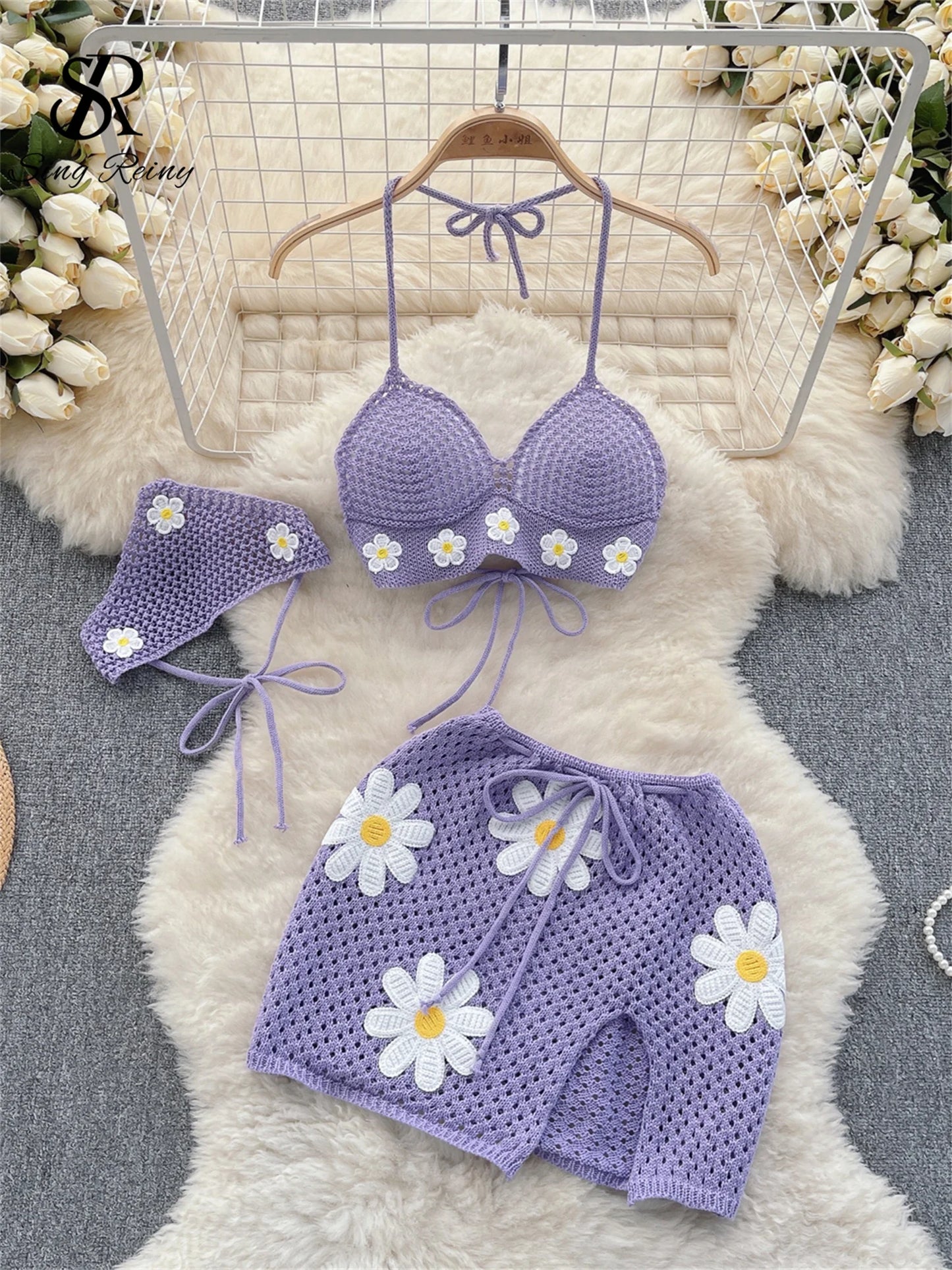 Crochet Flower top W Skirt