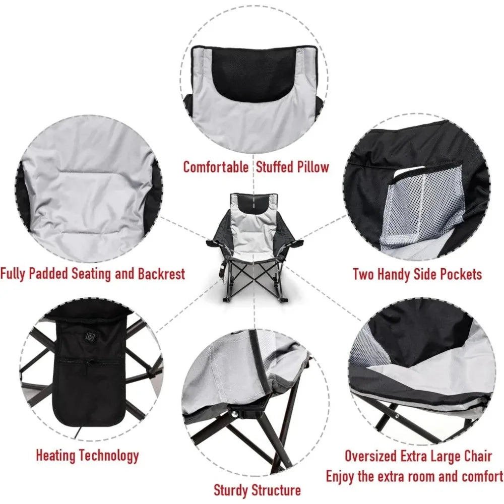 Folding Rocking Camping Chair with Luxury Padded Recliner