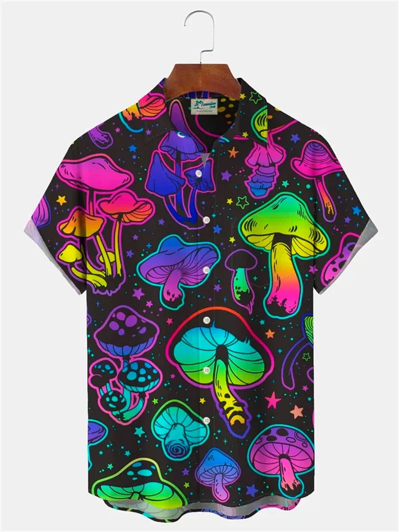 Psychedelic Mushroom Short Sleeve Button up 